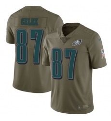 Nike Eagles #87 Brent Celek Olive Mens Stitched NFL Limited 2017 Salute To Service Jersey