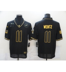 Nike Philadelphia Eagles 11 Carson Wentz Black Gold 2020 Salute To Service Limited Jersey