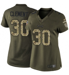 Nike Eagles #30 Corey Clement Green Womens Stitched NFL Limited 2015 Salute to Service Jersey