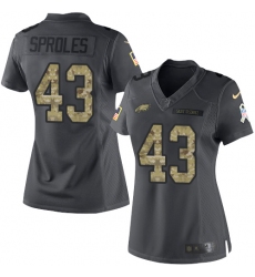 Nike Eagles #43 Darren Sproles Black Womens Stitched NFL Limited 2016 Salute to Service Jersey