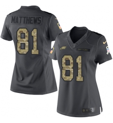 Nike Eagles #81 Jordan Matthews Black Womens Stitched NFL Limited 2016 Salute to Service Jersey
