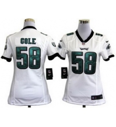 Women Nike Philadelphia Eagles 58 Trent Cole White Nike NFL Jerseys