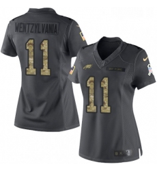 Womens Nike Philadelphia Eagles 11 Carson Wentz Limited Black 2016 Salute to Service Wentzylvania NFL Jersey