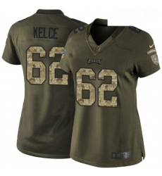 Womens Nike Philadelphia Eagles 62 Jason Kelce Elite Green Salute to Service NFL Jersey