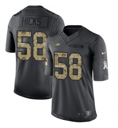 Nike Eagles #58 Jordan Hicks Black Youth Stitched NFL Limited 2016 Salute to Service Jersey