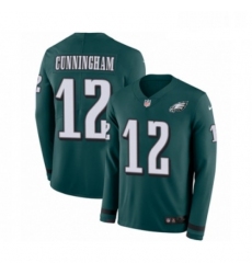 Youth Nike Philadelphia Eagles 12 Randall Cunningham Limited Green Therma Long Sleeve NFL Jersey
