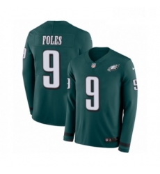 Youth Nike Philadelphia Eagles 9 Nick Foles Limited Green Therma Long Sleeve NFL Jersey