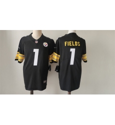 Men Pittsburgh Steelers 1 Justin Fields Black Vapor Untouchable Limited Stitched Jersey