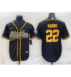 Men Pittsburgh Steelers 22 Najee Harris Black Gold With Patch Cool Base Stitched Baseball Jersey