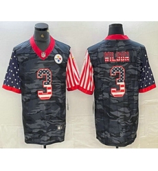 Men Pittsburgh Steelers 3 Russell Wilson USA Camo 2020 Salute To Service Stitched NFL Nike Limited Jersey