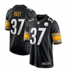Men Pittsburgh Steelers 37 Elijah Riley Nike Black Game Player Jersey