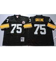 Men Pittsburgh Steelers 75 Joe Greene Black M&N Throwback Jersey