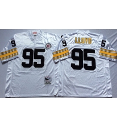 Men Pittsburgh Steelers 95 Greg Lloyd White M&N Throwback Jersey