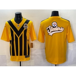 Men Pittsburgh Steelers Team Big Logo Gold 1933 Throwback Alternate Stitched Football Jersey