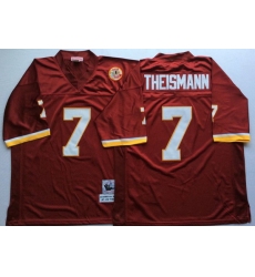 Men Redskins 7 Joe Theismann Red M&N Throwback Jersey