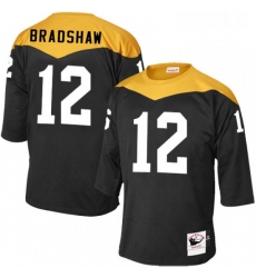 Mens Mitchell and Ness Pittsburgh Steelers 12 Terry Bradshaw Elite Black 1967 Home Throwback NFL Jersey