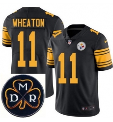 Men's Nike Pittsburgh Steelers #11 Markus Wheaton Elite Black Rush NFL MDR Dan Rooney Patch Jersey