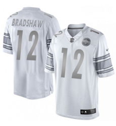 Mens Nike Pittsburgh Steelers 12 Terry Bradshaw Limited White Platinum NFL Jersey