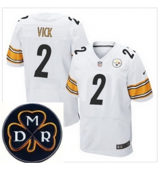 Men's Nike Pittsburgh Steelers #2 Michael Vick White NFL Elite MDR Dan Rooney Patch Jersey