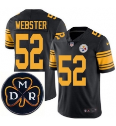 Men's Nike Pittsburgh Steelers #52 Mike Webster Elite Black Rush NFL MDR Dan Rooney Patch Jersey