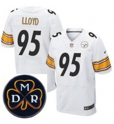 Men's Nike Pittsburgh Steelers #95 Greg Lloyd Elite White NFL MDR Dan Rooney Patch Jersey