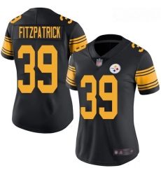 Steelers #39 Minkah Fitzpatrick Black Women Stitched Football Limited Rush Jersey