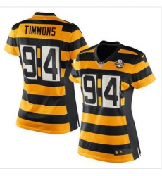 Women NEW Pittsburgh Steelers #94 Lawrence Timmons Yellow Black Alternate Stitched NFL Elite Jersey