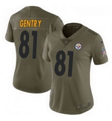 Women Nike 81 Zach Gentry Pittsburgh Steelers Limited Green 2017 Salute to Service Jersey