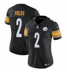 Women Pittsburgh Steelers 2 Justin Fields Black Vapor Stitched Football Jersey