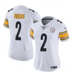 Women Pittsburgh Steelers 2 Justin Fields White Vapor Stitched Football Jersey
