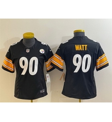 Women Pittsburgh Steelers 90 T  J  Watt Black 2023 F U S E  Stitched Football Jersey 28Run Small 29s