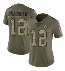 Womens Nike Pittsburgh Steelers 12 Terry Bradshaw Limited OliveCamo 2017 Salute to Service NFL Jersey