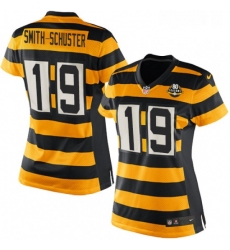 Womens Nike Pittsburgh Steelers 19 JuJu Smith Schuster Limited YellowBlack Alternate 80TH Anniversary Throwback NFL Jersey