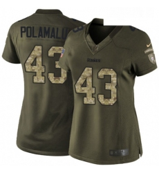 Womens Nike Pittsburgh Steelers 43 Troy Polamalu Elite Green Salute to Service NFL Jersey