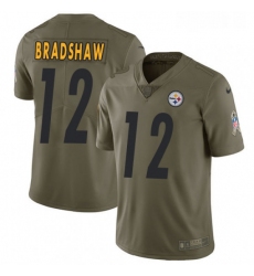 Youth Nike Pittsburgh Steelers 12 Terry Bradshaw Limited Olive 2017 Salute to Service NFL Jersey