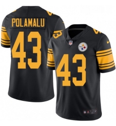 Youth Nike Pittsburgh Steelers 43 Troy Polamalu Limited Black Rush Vapor Untouchable NFL Jersey