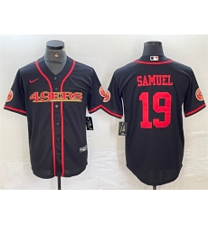 Men San Francisco 49ers 19 Deebo Samuel Black With Patch Cool Base Stitched Baseball Jersey