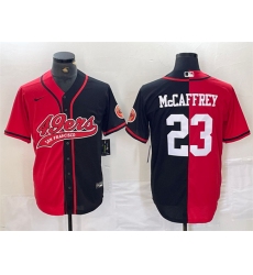 Men San Francisco 49ers 23 Christian McCaffrey Red Black Split With Patch Cool Base Stitched Baseball Jersey