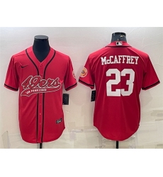 Men San Francisco 49ers 23 Christian McCaffrey Red With Patch Cool Base Stitched Baseball Jersey II
