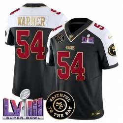 Men San Francisco 49ers 54 Fred Warner Black Alternate 2025 F U S E  Faithful  26 Super Bowl LVIII Patch Vapor Limited Stitched Football Jersey