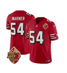 Men San Francisco 49ers 54 Fred Warner Red 2023 F U S E  50th Patch Throwback Stitched Football Jersey