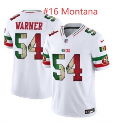 Men San Francisco 49ers Joe Montana #16 White 2025 F U S E Mexico Vapor Limited Stitched Football Jersey Men San Francisco 49ers Joe Montana #16 White 2025 F U S E Mexico Vapor Limited Stitched Football Jersey