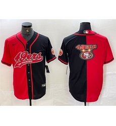 Men San Francisco 49ers Red Black Split Team Big Logo With Patch Cool Base Stitched Baseball Jersey