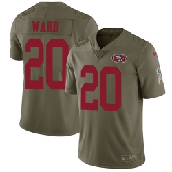 Nike 49ers #20 Jimmie Ward Olive Mens Stitched NFL Limited 2017 Salute to Service Jersey