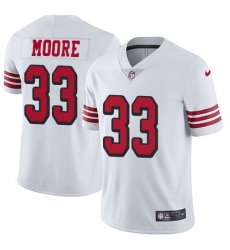 Nike 49ers #33 Tarvarius Moore White Rush Mens Stitched NFL Vapor Untouchable Limited Jersey