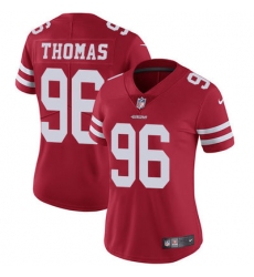 Nike 49ers #96 Solomon Thomas Red Team Color Womens Stitched NFL Vapor Untouchable Limited Jersey