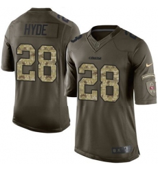 Nike 49ers #28 Carlos Hyde Green Youth Stitched NFL Limited Salute to Service Jersey