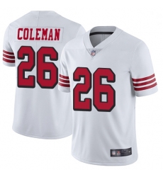 Youth 49ers 26 Tevin Coleman White Rush Stitched Football Vapor Untouchable Limited Jersey