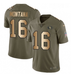 Youth Nike San Francisco 49ers 16 Joe Montana Limited OliveGold 2017 Salute to Service NFL Jersey