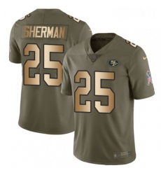 Youth Nike San Francisco 49ers 25 Richard Sherman Limited OliveGold 2017 Salute to Service NFL Jersey